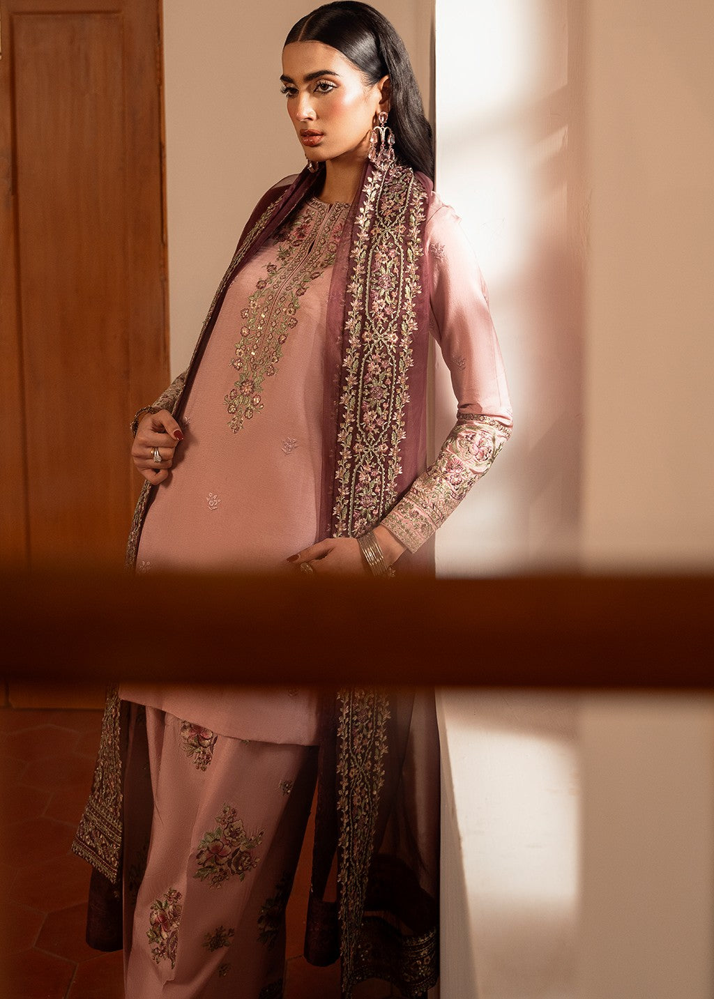 Lawn-3PC Embroidered Shirt With Khadi Net Sequins Embroidered Dupatta-5101
