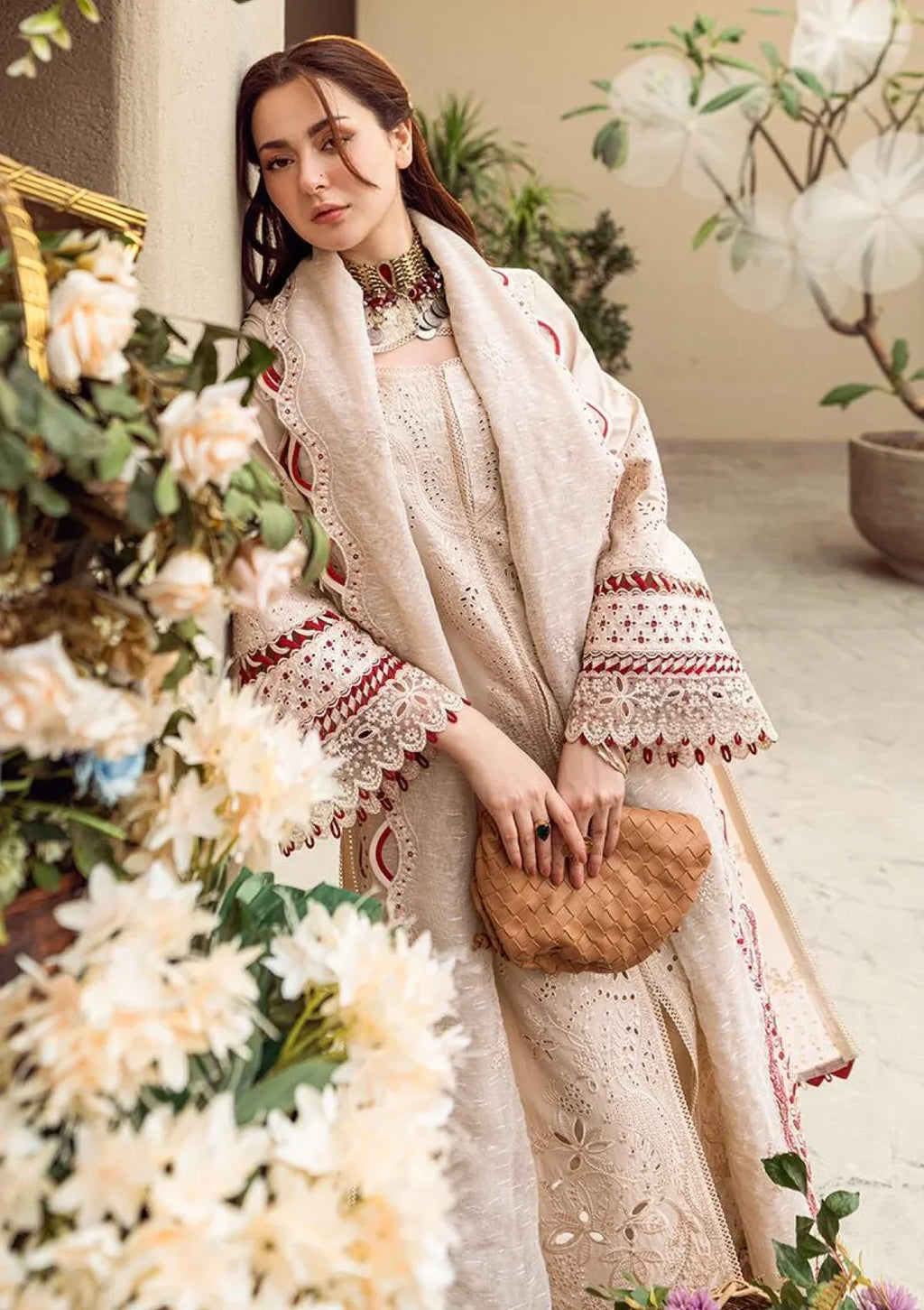 Lawn-3PC Embroidered Shirt with Organza Embroidered Dupatta-1357
