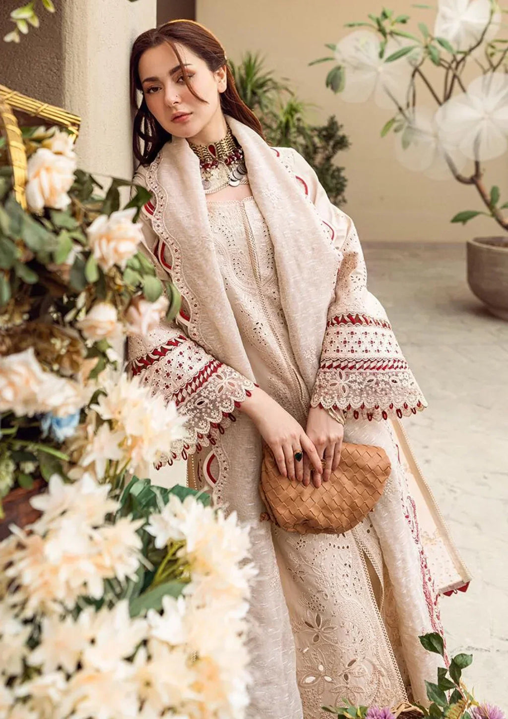 Lawn-3PC Embroidered Shirt with Organza Embroidered Dupatta-1357