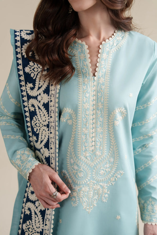 Lawn-3PC Sequence Embroidered Shirt With Khadi Net Embroidered Dupatta-5348