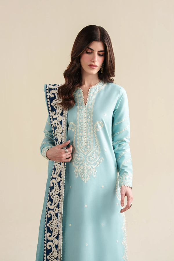 Lawn-3PC Sequence Embroidered Shirt With Khadi Net Embroidered Dupatta-5348