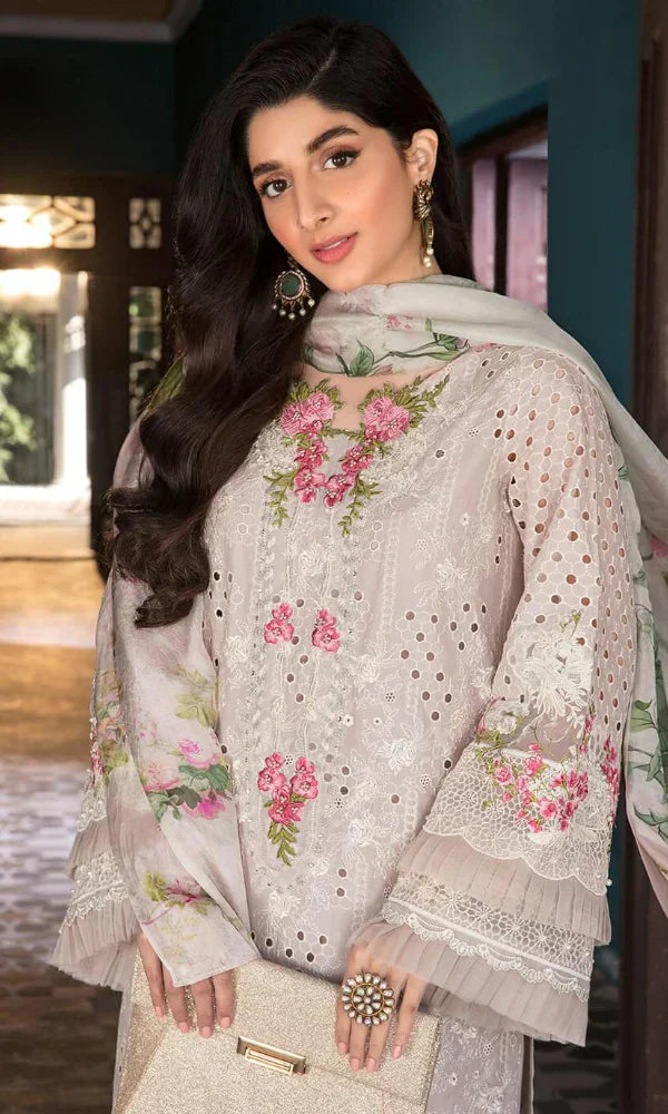 Lawn-3PC Chikankari Embroidered With Digital Printed Dupatta-5199