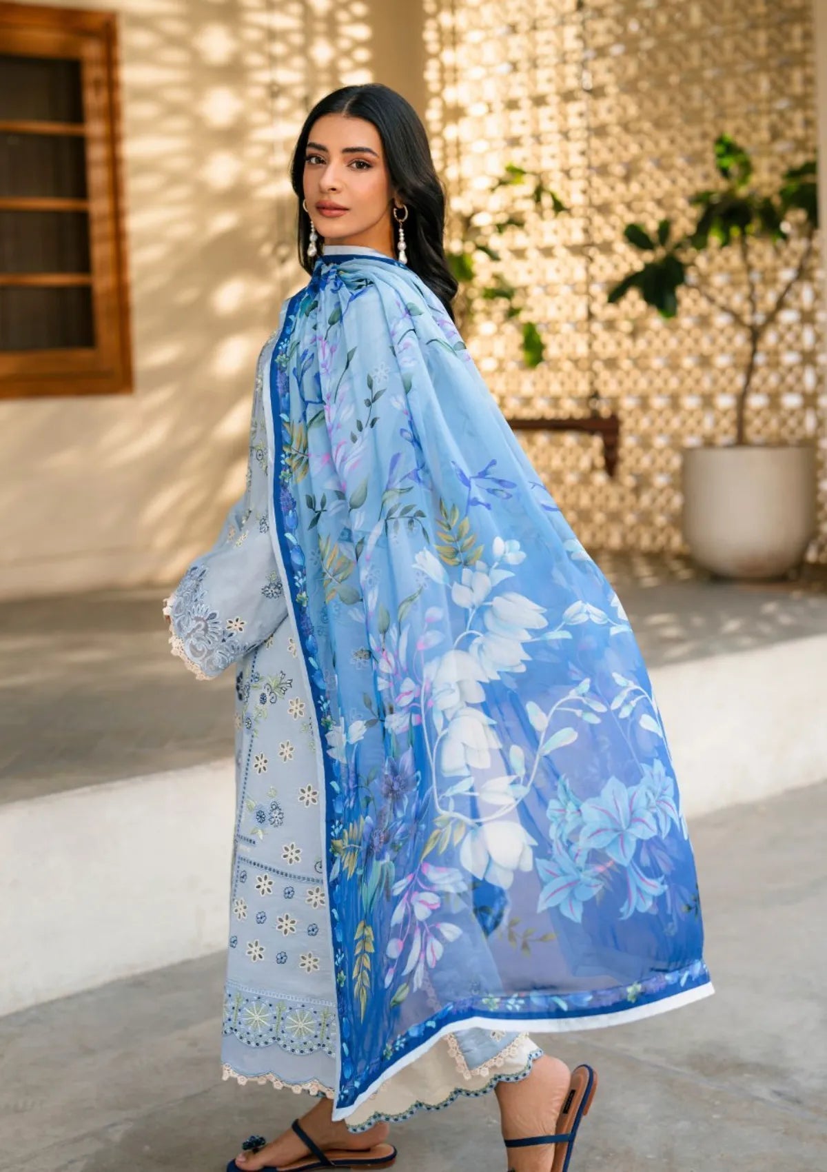 Lawn-3PC Embroidered with Digital Printed Jacquard Dupatta-5200